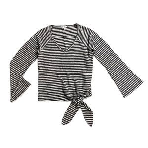 Lucky Brand Striped Bell Sleeve V-Neck Sweater